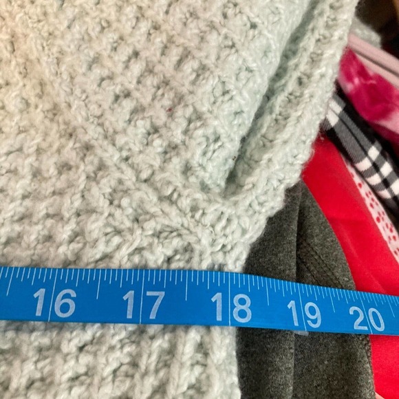Hollister Sweater Womens Sz S Mint Green Waffle Cotton Knit V-Neck Pullover‎ - Picture 7 of 8